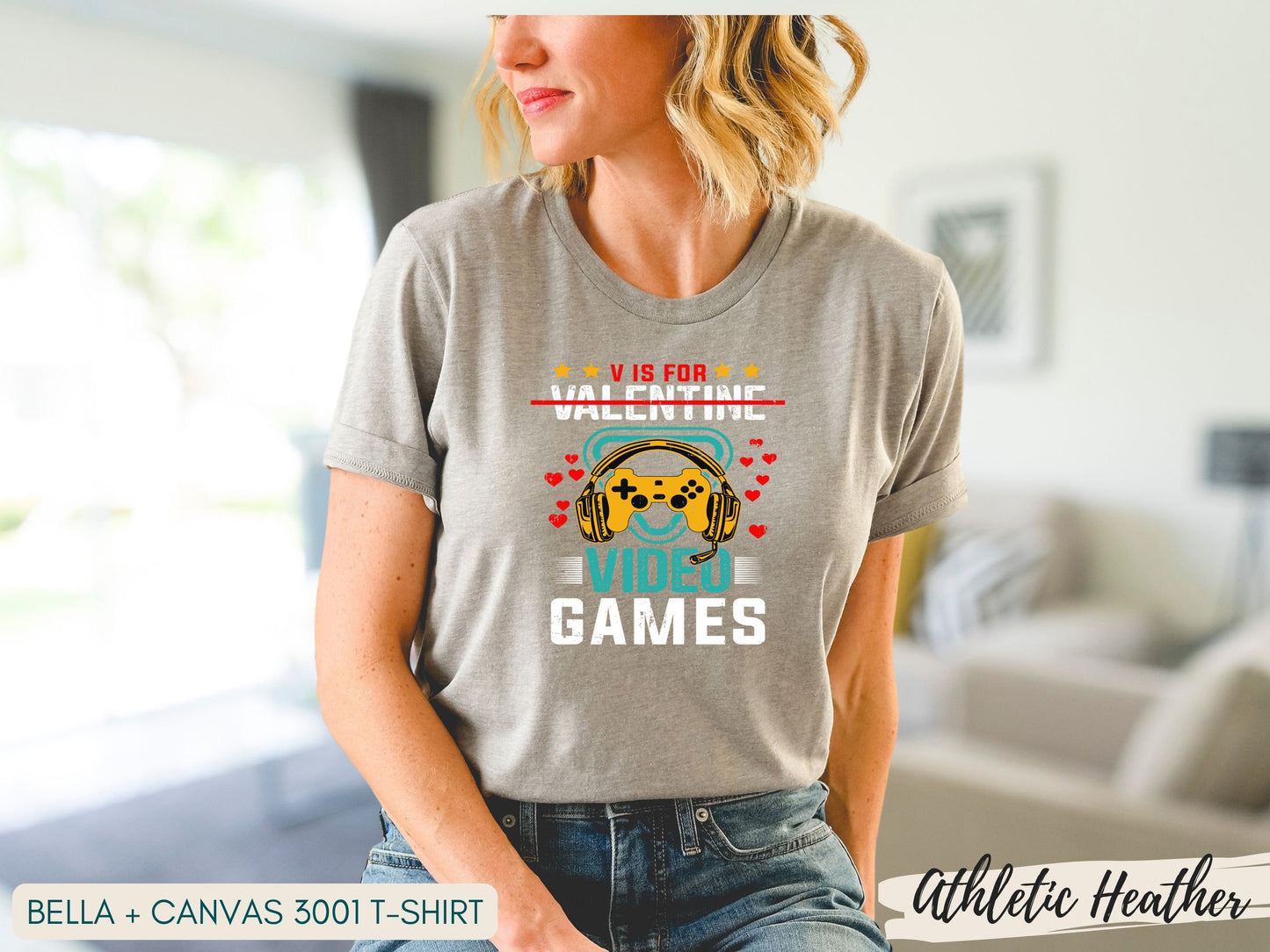 Video Games Gift, Video Game Shirt, V is For Video Games Funny Valentines Day Shirt T-Shirt, Video Game Valentine Shirt