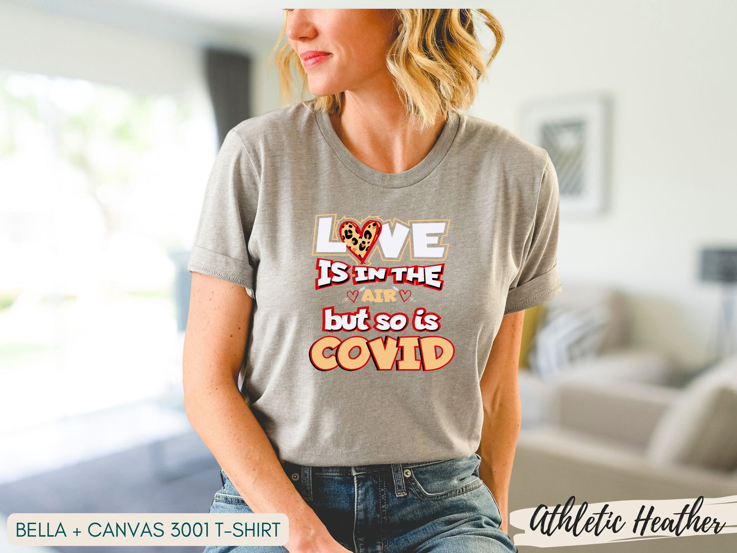 Funny Valentines Day Shirt, Love is in the Air But So is Covid Shirt, Long Sleeve, Short Sleeve Sweatshirt, Nurse Valentine Shirt - Mardonyx Sweatshirt S - Sweatshirt / Gray