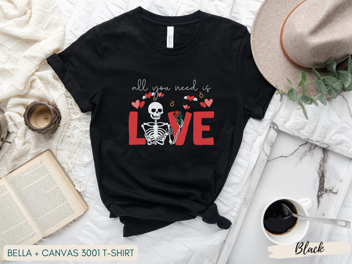 Funny All You Need Is Love Gothic Valentine Shirt,  Gothic Valentine's Day Gift, Goth Valentines Gift,Anti Valentine's Day Shirt