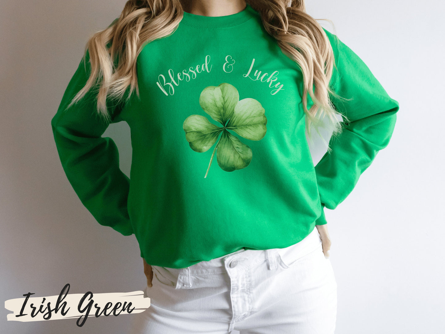 Blessed and Lucky Sweatshirt, Lucky Clover Sweatshirt, St Patricks Day Sweatshirt,