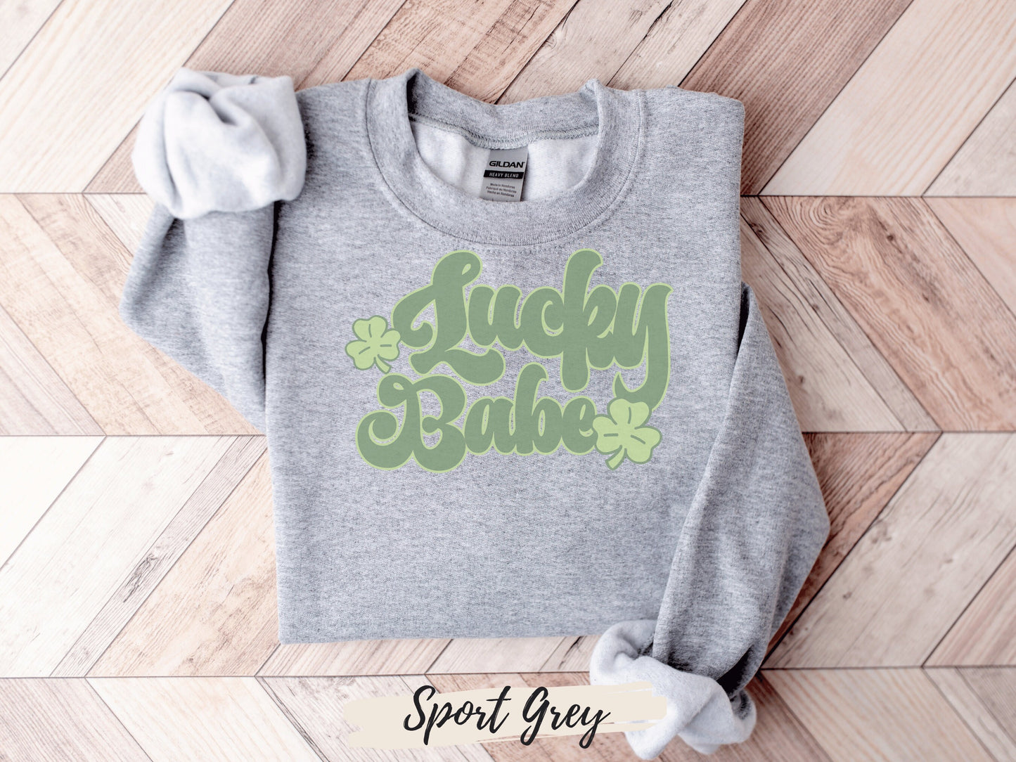 Lucky Retro Sweatshirt, Lucky Babe Shirt, Womens Lucky Sweatshirt, Shamrock Shirt - Mardonyx Sweatshirt Black