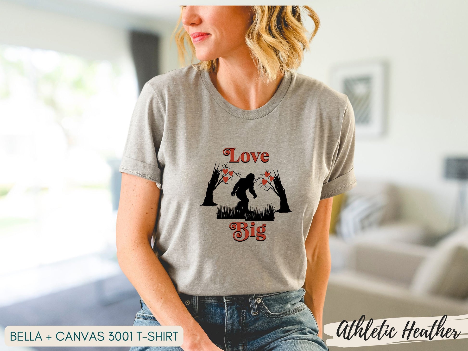 Bigfoot Shirt, Sasquatch Shirt, Love Bigfoot Valentine's Day Shirt, Yeti Shirt, Love Big Valentine Shirt - Mardonyx T-Shirt