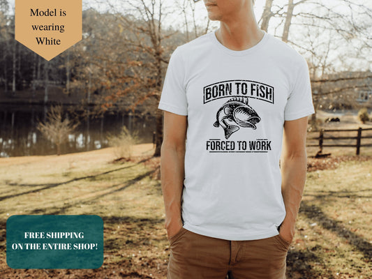 Fishing Gifts for Men, Fishing T-Shirt Born to Fish Forced to Work, Men's Fishing T-Shirt, Women's Fishing T-Shirt - Mardonyx T-Shirt