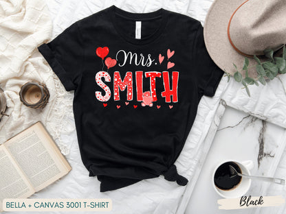 Teacher Valentine Shirt, Personalized Name Teacher Sweatshirt, Valentines Elementary Teacher T-Shirt, School Valentine Day Gifts for Teacher