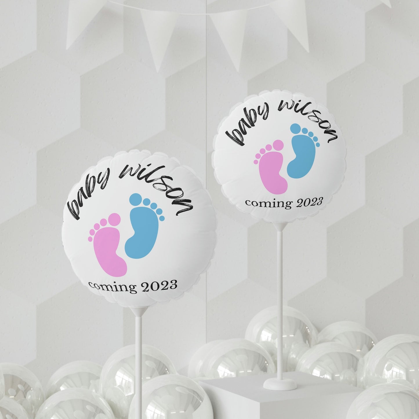 Custom Balloons, Baby Shower Balloons, Custom Baby Shower Reveal Balloons, Personalized Baby Announcement Balloons. Custom Name Balloons