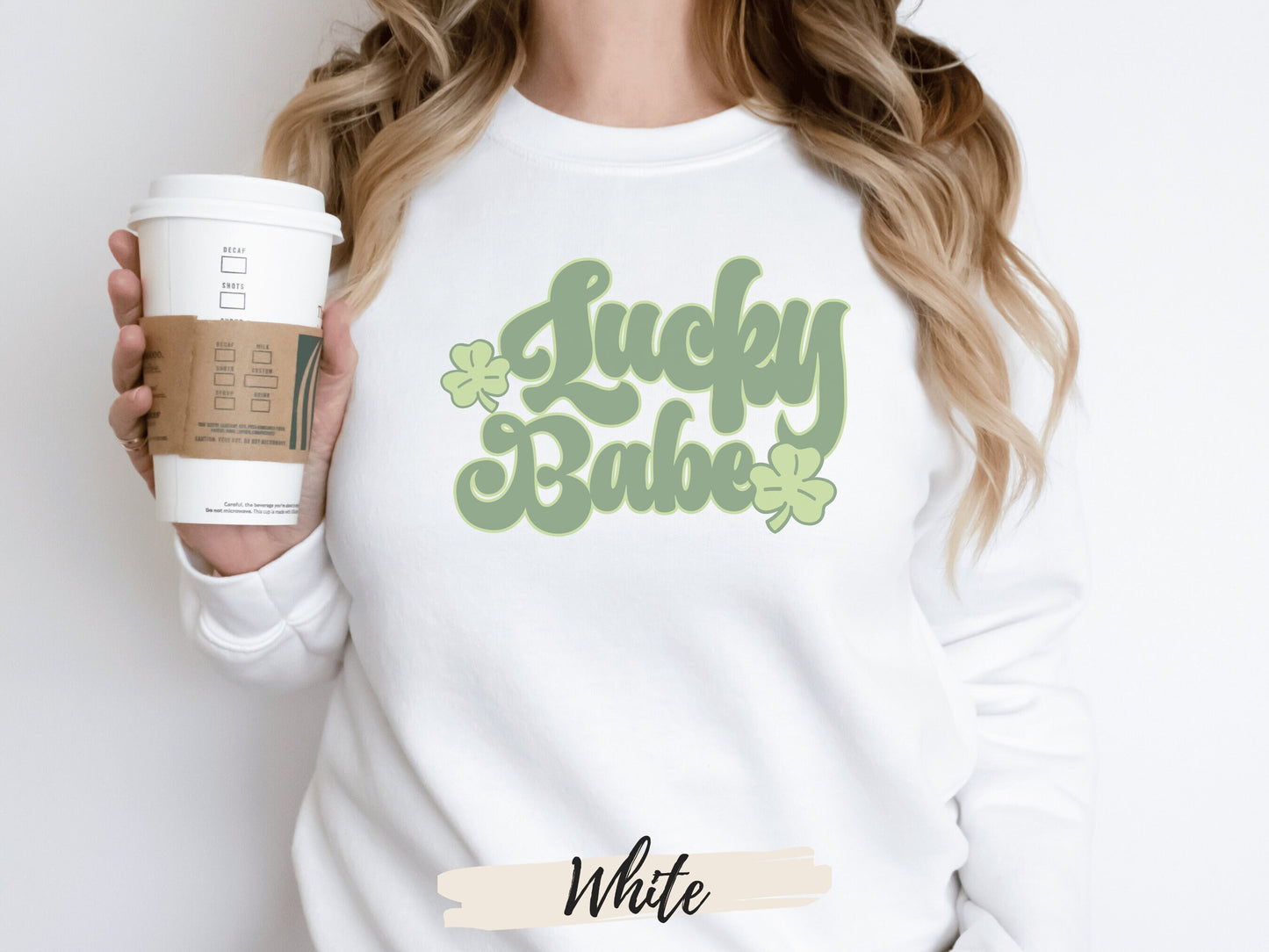 Lucky Retro Sweatshirt, Lucky Babe Shirt, Womens Lucky Sweatshirt, Shamrock Shirt - Mardonyx Sweatshirt