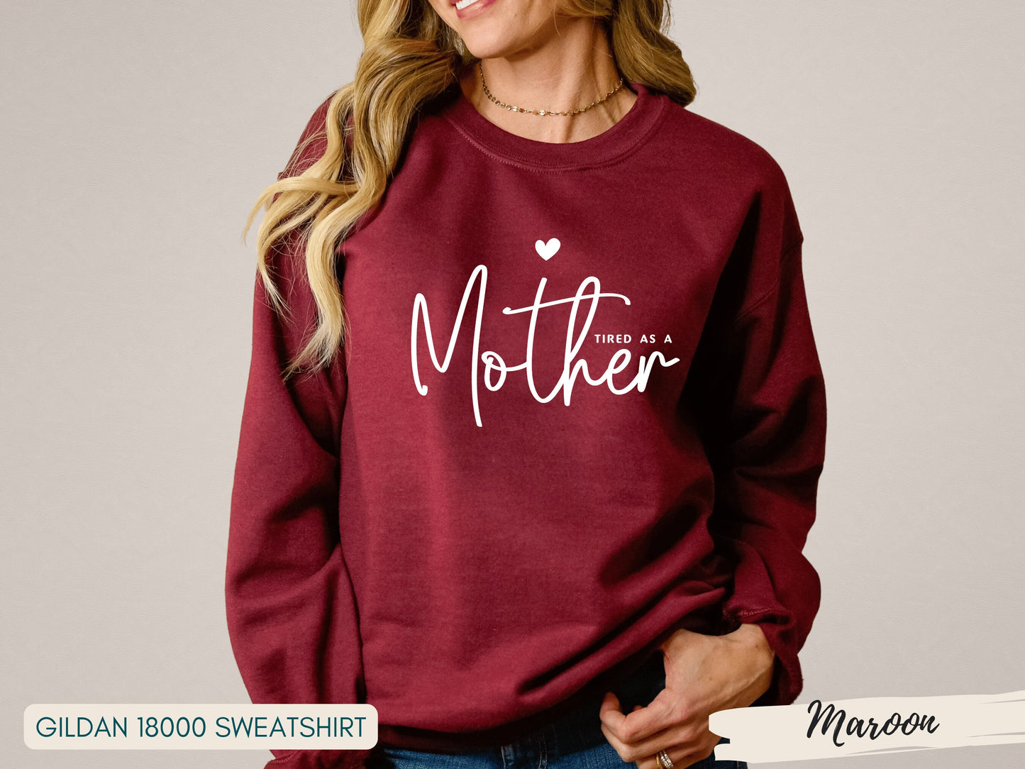 Tired As A Mother Shirt, Tired Moms Club Sweatshirt, Tired Mama, Mom Shirts, Mom Gifts, Mama Sweatshirt, Funny Mom Gift - Mardonyx Sweatshirt