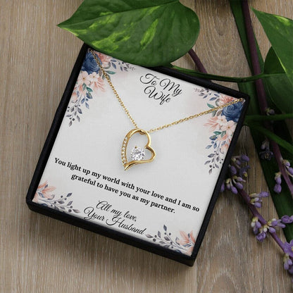 Personalized Valentine Necklace, You Light Up My World Love Heart Necklace, To My Wife Sentimental Gift , Valentine Gift For Wife