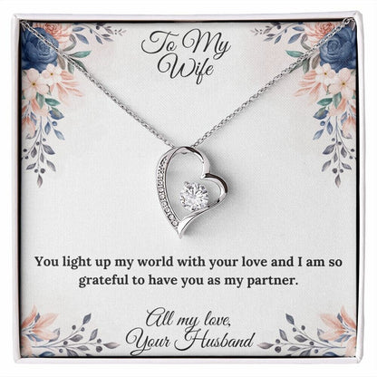 Personalized Valentine Necklace, You Light Up My World Love Heart Necklace, To My Wife Sentimental Gift , Valentine Gift For Wife