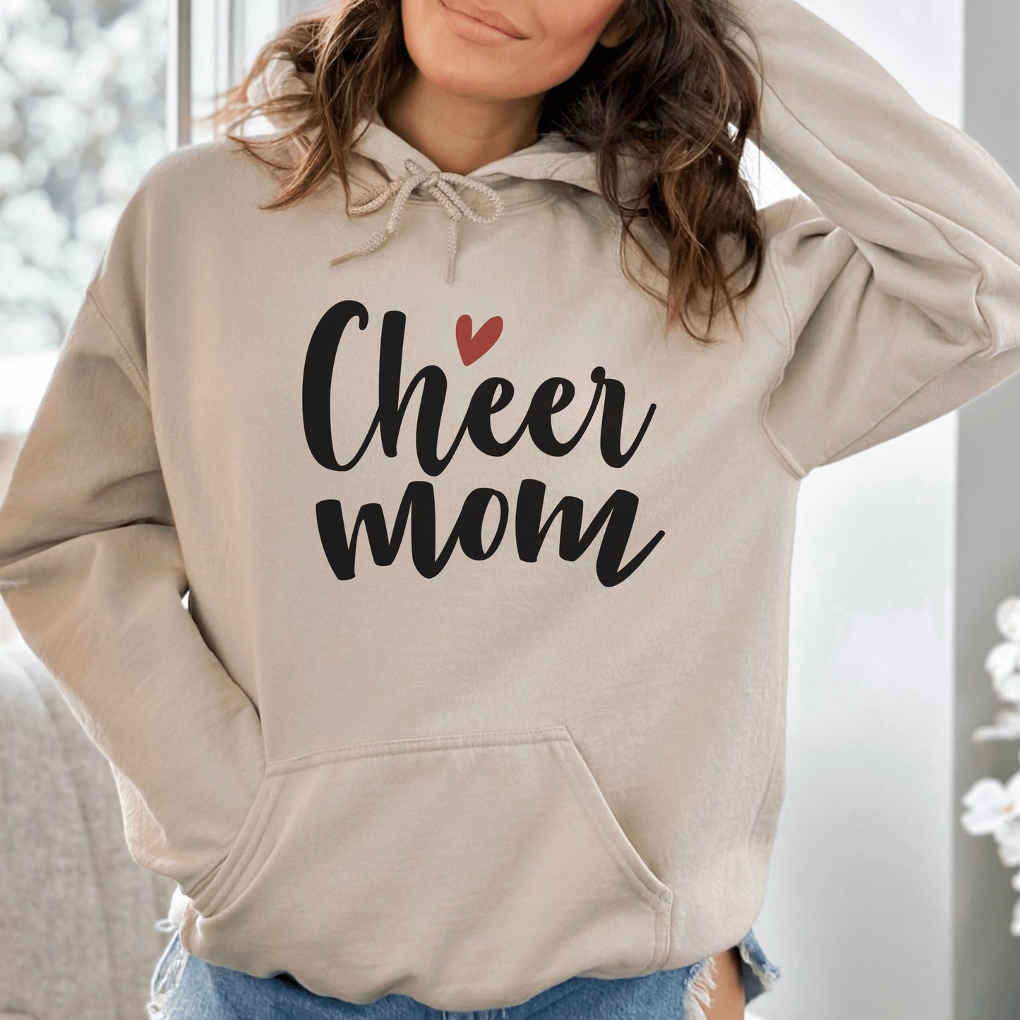 Cheer Mom Hoodie Cheerleader Mom Sweatshirt - Mardonyx Sweatshirt Sand / S