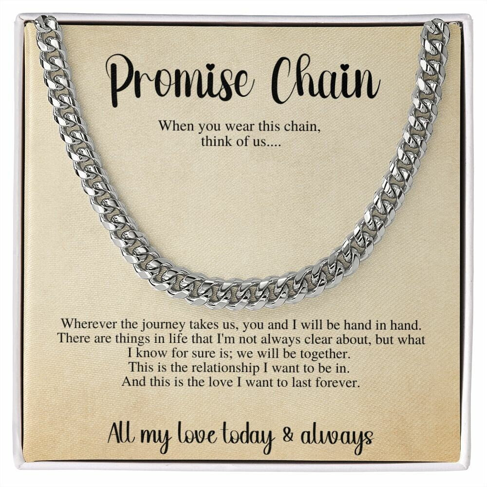 Promise Chain, Gift for Him, Cuban Link Chain, Cuban Chain Necklace, Thick Chain Necklace, Promise for Him, Chain for Him, Boyfriend Chain