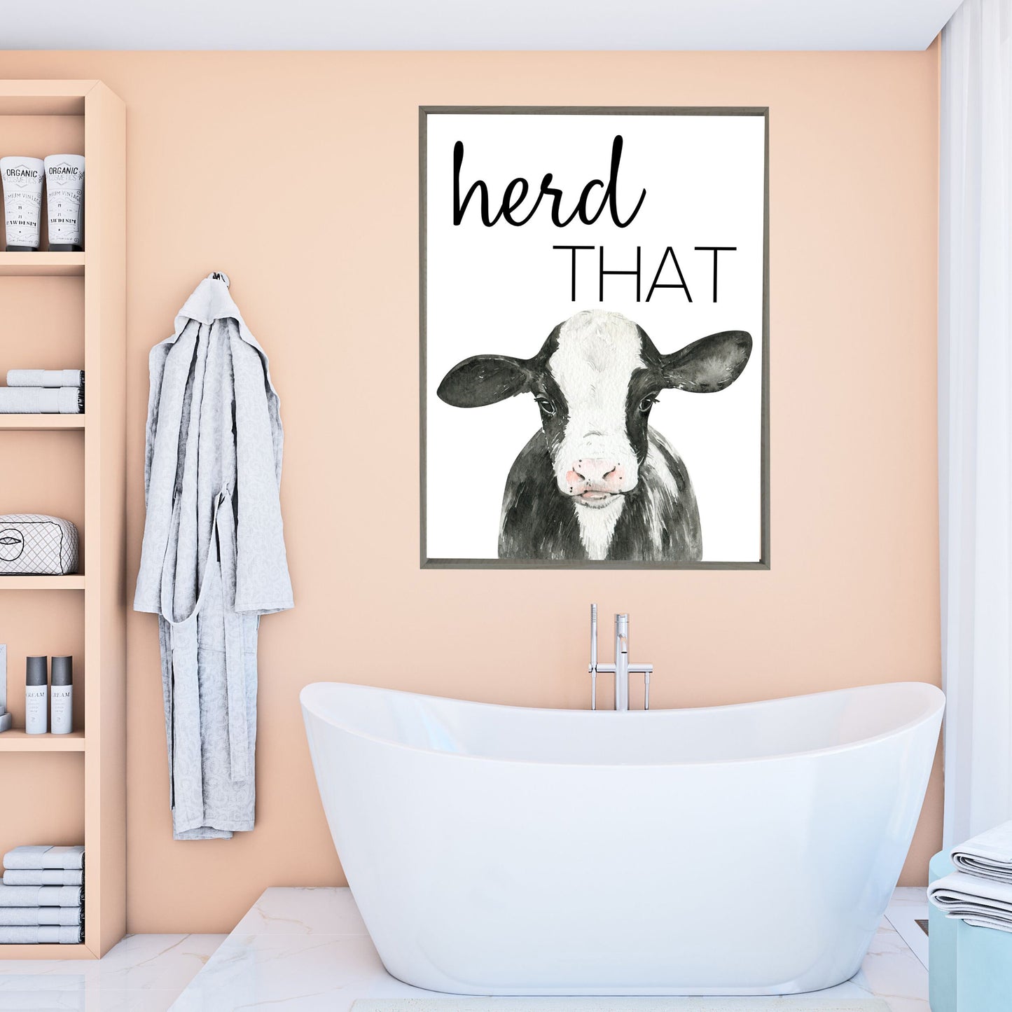 Farmhouse Bathroom Wall Decor Funny Bathroom Poster Bathroom Signs Cow Print Bathroom Cow Decor