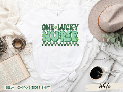 Nurse St Patricks Day Shirt, St Patricks Day Lucky Nurse Shirt, Nurse Lucky Green Shamrock, Retro Nurse Shirt