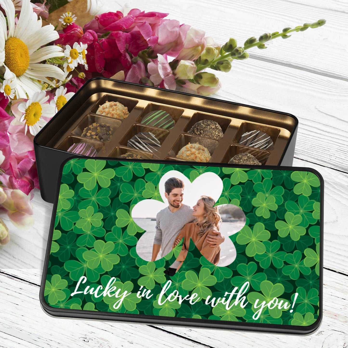 Personalized St. Patricks Day Chocolate Truffles, Custom Photo Chocolate Box, Irish Gifts for Her, Irish Gifts for Men, Saint Patricks Day