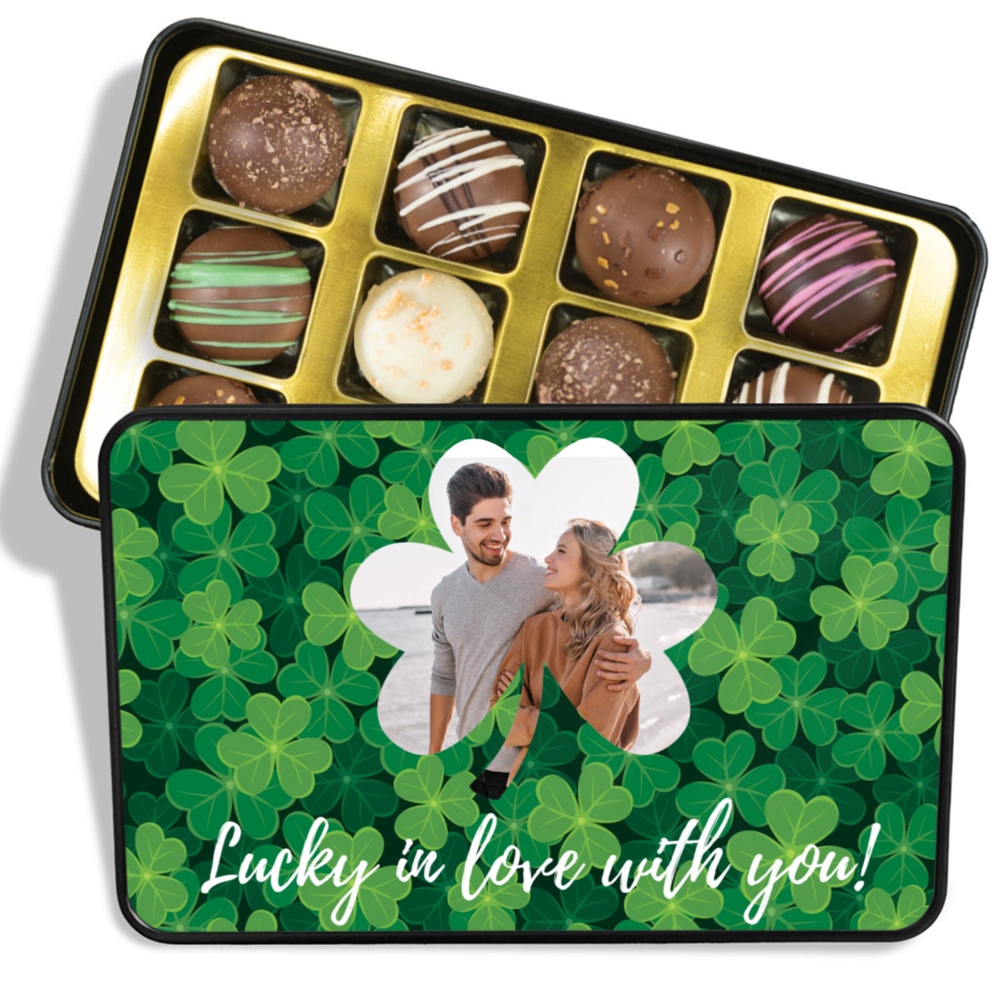 Personalized St. Patricks Day Chocolate Truffles, Custom Photo Chocolate Box, Irish Gifts for Her, Irish Gifts for Men, Saint Patricks Day