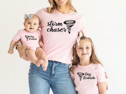 Matching Mom and Kids Shirts, Mother Daughter Matching Shirts, Tornado Chaser Tiny Tornado, Mother's Day Gift, Matching Storm Family Shirts - Mardonyx T-Shirt