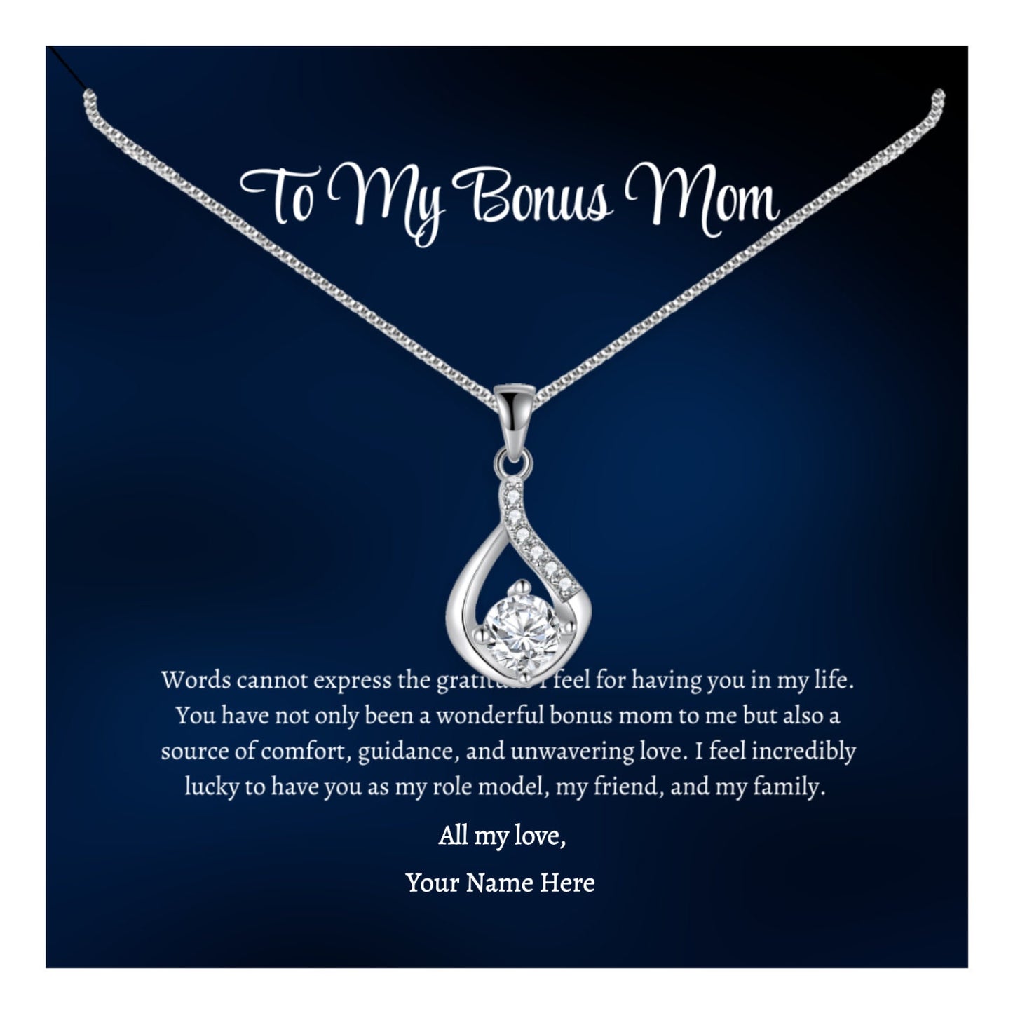 Bonus Mom Necklace, Bonus Mom Gift, Step Mom Gift, Second Mom Gift, Stepmom Wedding Gift from the Groom, Bonus Mom Gift from Bride - Mardonyx Jewelry Enduring Love Knot