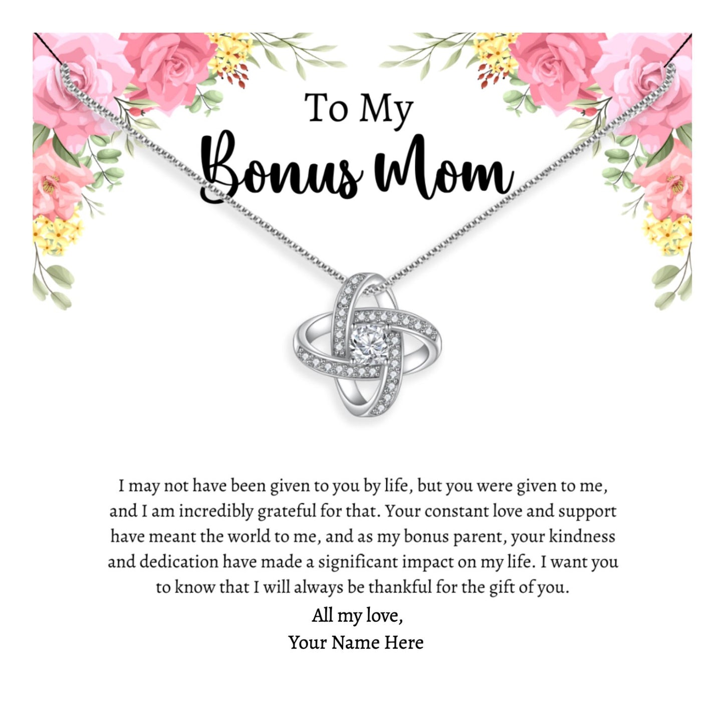 Bonus Mom Gift From Bride, Stepmom Wedding Gift From The Groom, StepMom Necklace, Bonus Mom Necklace, Bonus Mom Wedding Gift, Bonus Mom Gift - Mardonyx Jewelry Eternal Heart