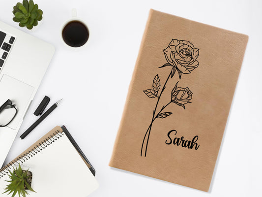 Birth Month Flower Gift,Personalized Birth Flower Personalized Journal, Gratitude Journal,Meditation Journal, Birth Flower Gift,Gift for Her - Mardonyx