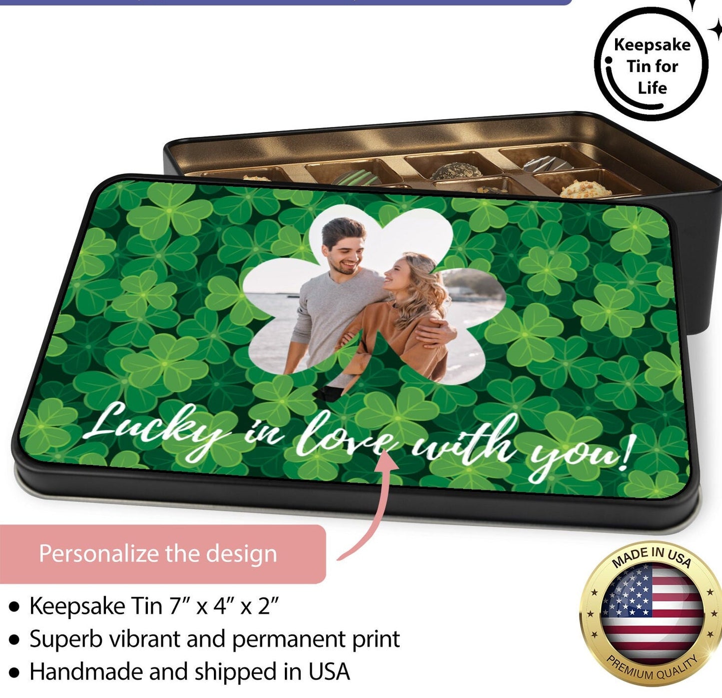 Personalized St. Patricks Day Chocolate Truffles, Custom Photo Chocolate Box, Irish Gifts for Her, Irish Gifts for Men, Saint Patricks Day