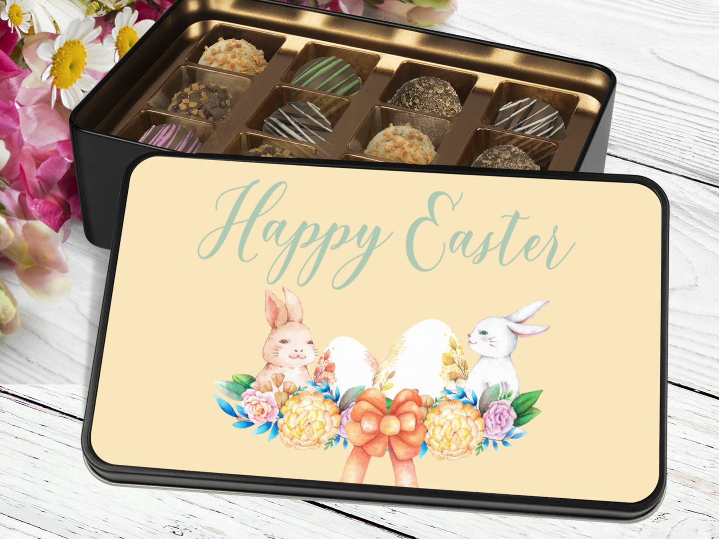 Easter Chocolate Truffles, Easter Basket Stuffers,Chocolate Gift Box, Keepsake Tin,Chocolate Box, Artisan Chocolate, Dark Chocolate Favors