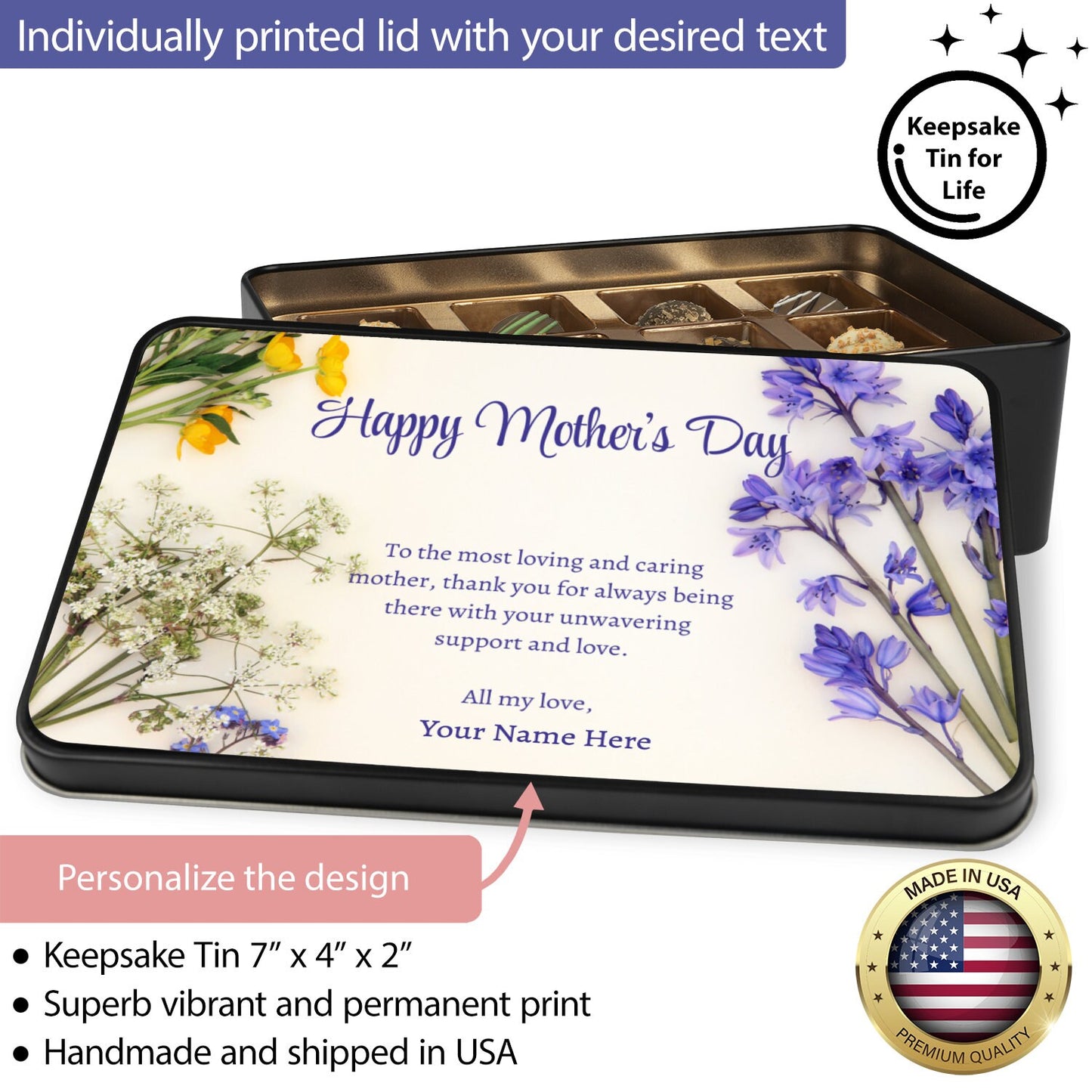 Chocolate Truffles ,Mother's Day Wild Flowers ,Chocolate Truffle Keepsake Box, Chocolate Gift Box, Custom Chocolate Gift, Artisan Chocolate