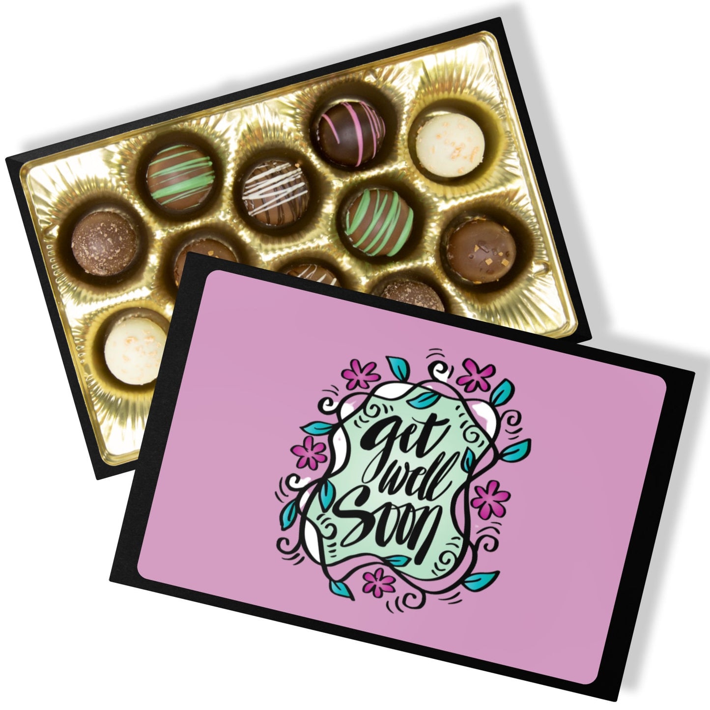 Get Well Soon Gift Box of 12 Chocolate Truffles, Cancer Support Gifts, Send A Gift, Get Well Gift, Care Package for Her