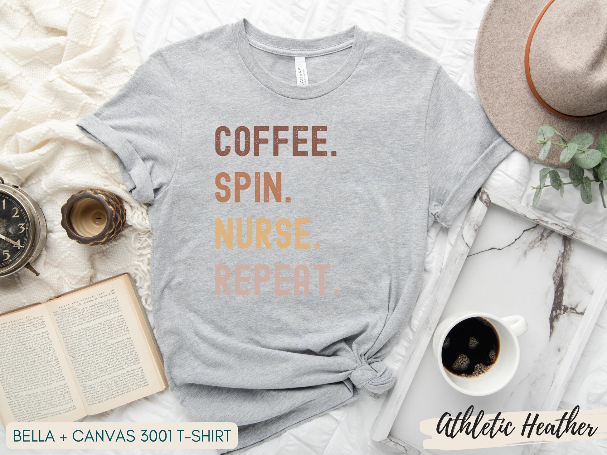 Coffee Spin Nurse Repeat Shirt - Grunge Fonted Retro Colors, Short Long Sweatshirt Style, Perfect for Nurses and Coffee Lovers - Mardonyx Sweatshirt