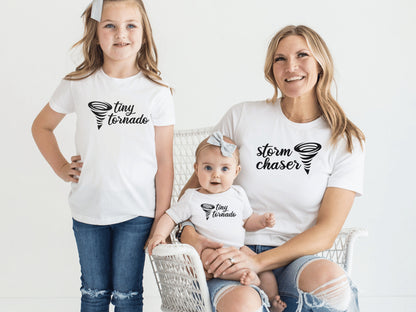 Matching Mom and Kids Shirts, Mother Daughter Matching Shirts, Tornado Chaser Tiny Tornado, Mother's Day Gift, Matching Storm Family Shirts - Mardonyx T-Shirt