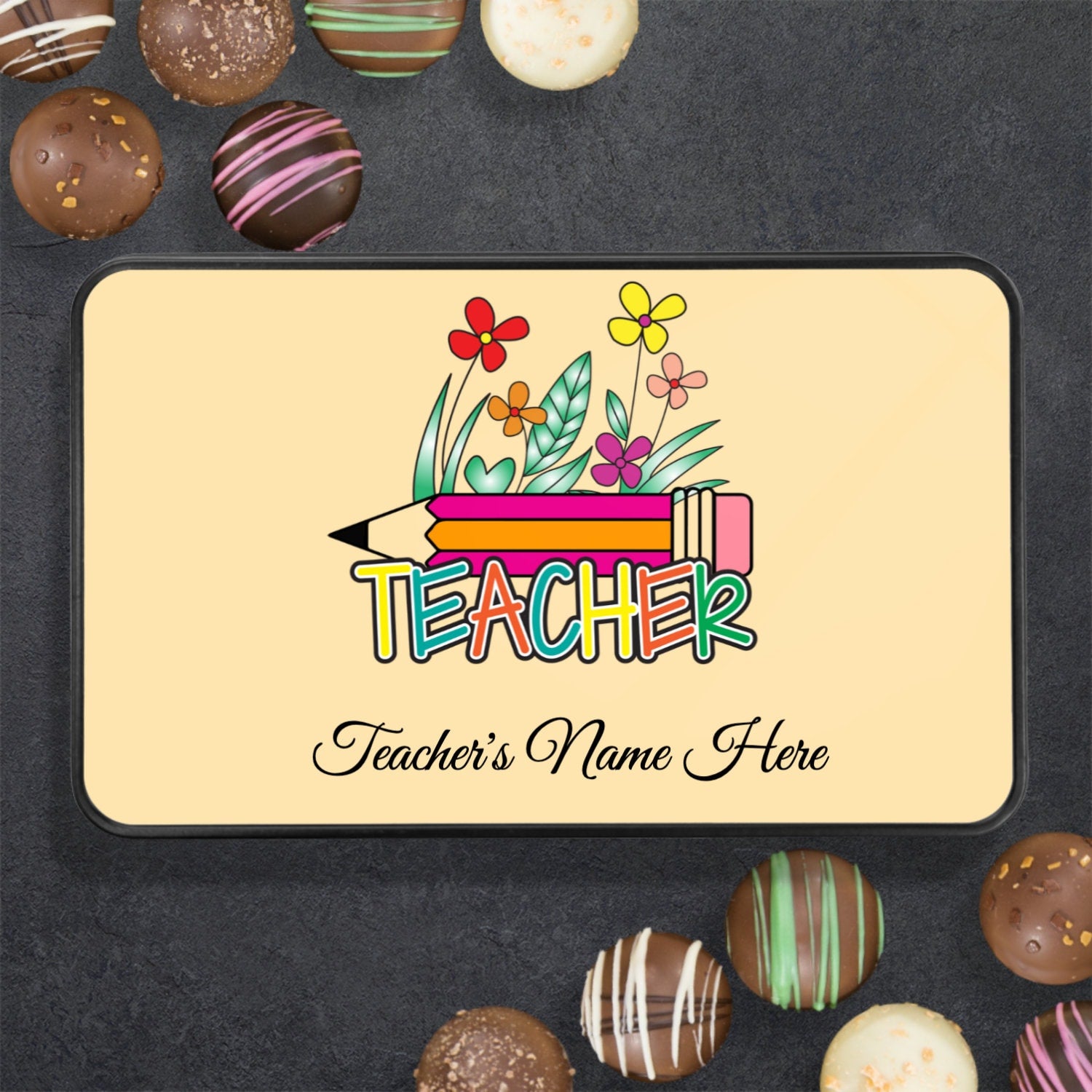Gift for Teacher, Chocolate Truffle Box, Keepsake Tin, Personalized Teacher Gift, Teacher Appreciation Gift - Mardonyx Candy