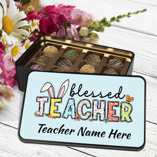 Easter Teacher Gift, Teacher Appreciation Gift, Teacher Easter Chocolate Truffles Keepsake Tin, Nursery School Easter Gift