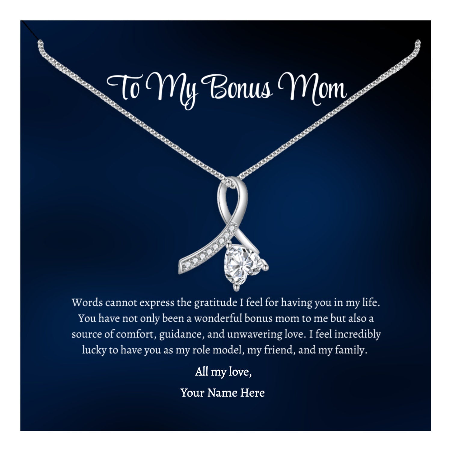 Bonus Mom Necklace, Bonus Mom Gift, Step Mom Gift, Second Mom Gift, Stepmom Wedding Gift from the Groom, Bonus Mom Gift from Bride - Mardonyx Jewelry Love Drop