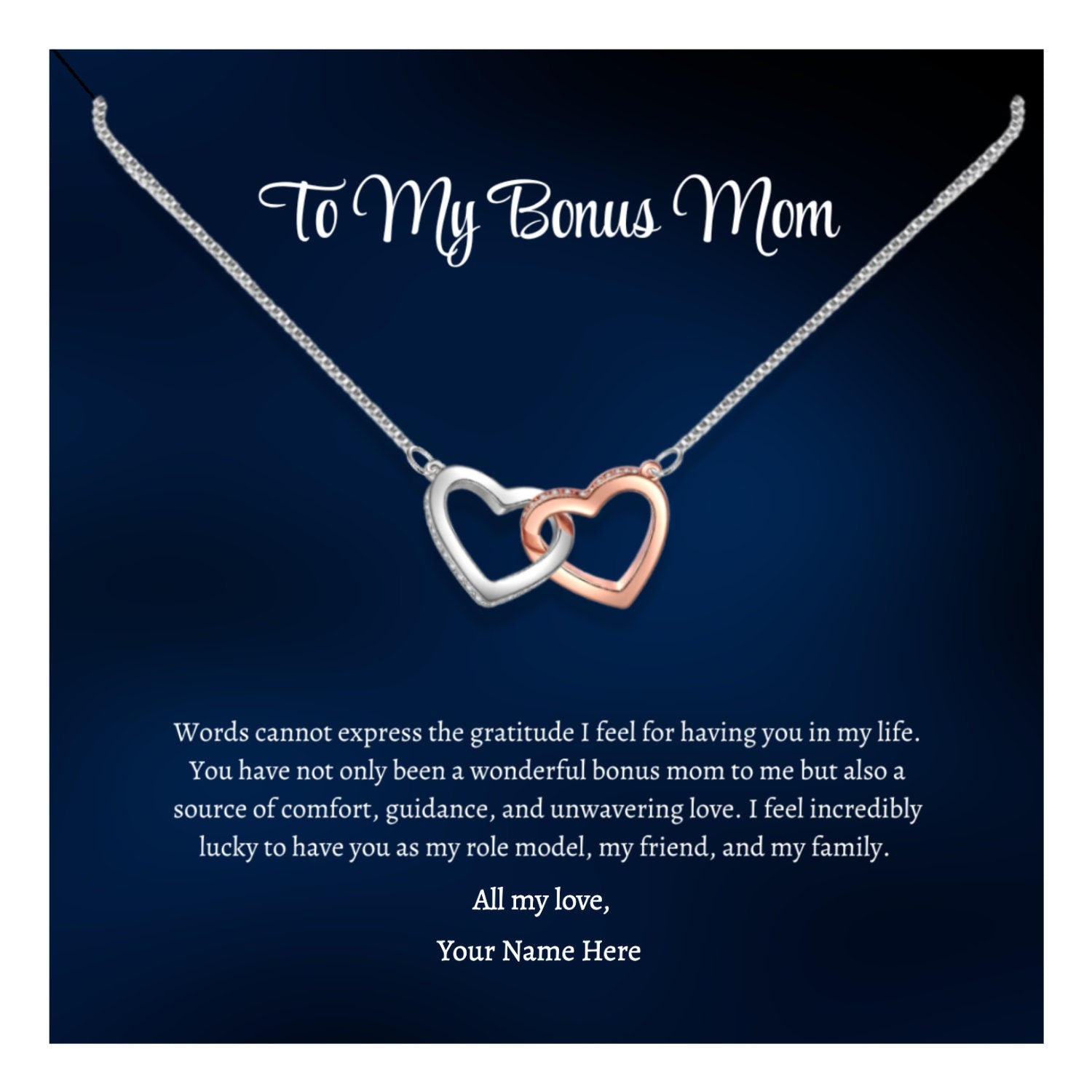 Bonus Mom Necklace, Bonus Mom Gift, Step Mom Gift, Second Mom Gift, Stepmom Wedding Gift from the Groom, Bonus Mom Gift from Bride - Mardonyx Jewelry Enchanting Ribbon