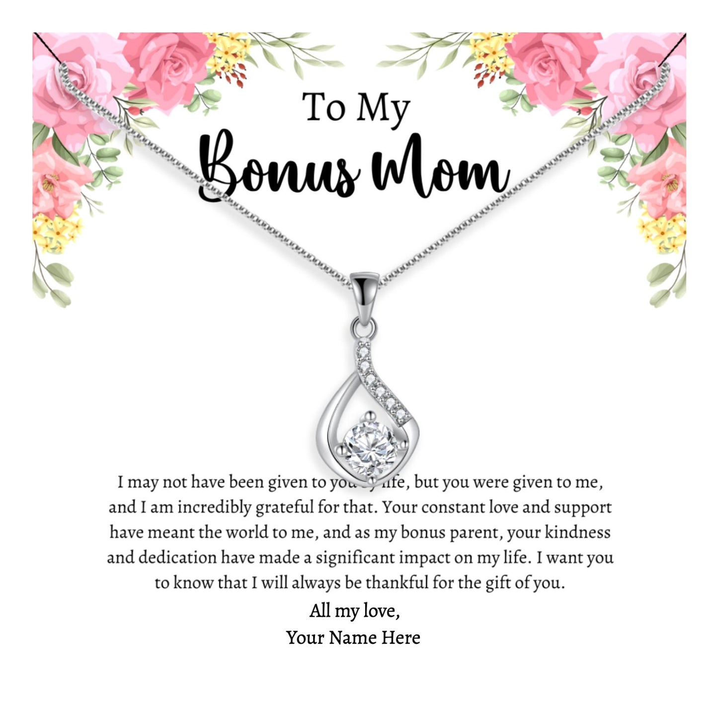 Bonus Mom Gift From Bride, Stepmom Wedding Gift From The Groom, StepMom Necklace, Bonus Mom Necklace, Bonus Mom Wedding Gift, Bonus Mom Gift