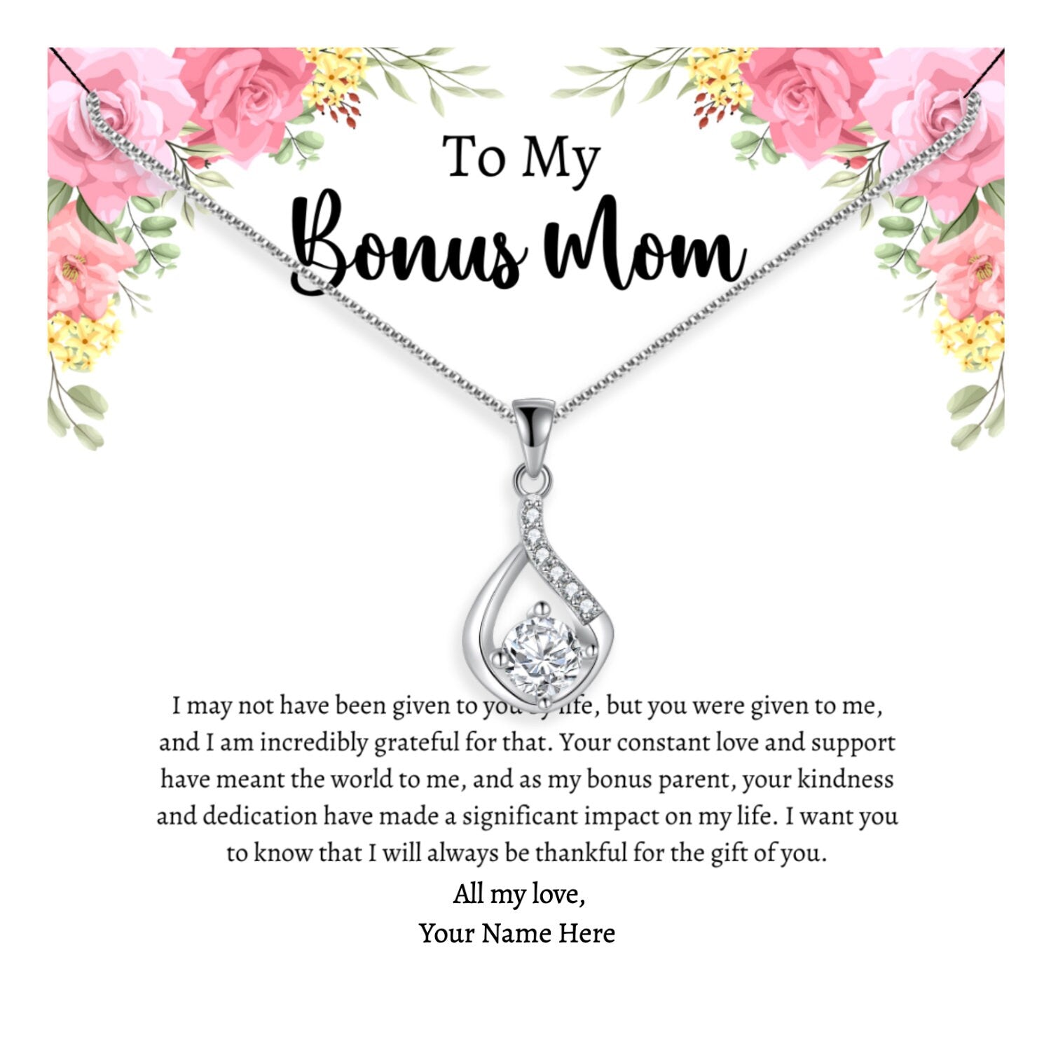 Bonus Mom Gift From Bride, Stepmom Wedding Gift From The Groom, StepMom Necklace, Bonus Mom Necklace, Bonus Mom Wedding Gift, Bonus Mom Gift - Mardonyx Jewelry Enduring Love Knot