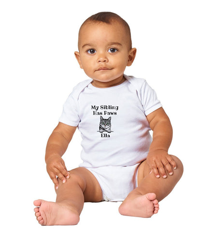 Personalized My Sibling Has Paws Cat Breed Baby Bodysuit, Custom Cat Bodysuit, Cat Mom Gift