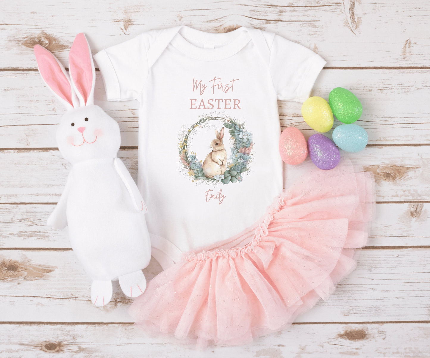 Personalized Baby Easter Outfit, Easter Baby Girl Outfit, My First Easter Bodysuit, Baby Custom Onesie, Baby Girl Easter Onesie, Custom Text