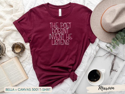 Poet Shirt, Literary Shirt, Library Shirt, Librarian Shirt, A Poet Listens Sweatshirt, Bookish Shirt, Literature Shirt, Book Lover Gift