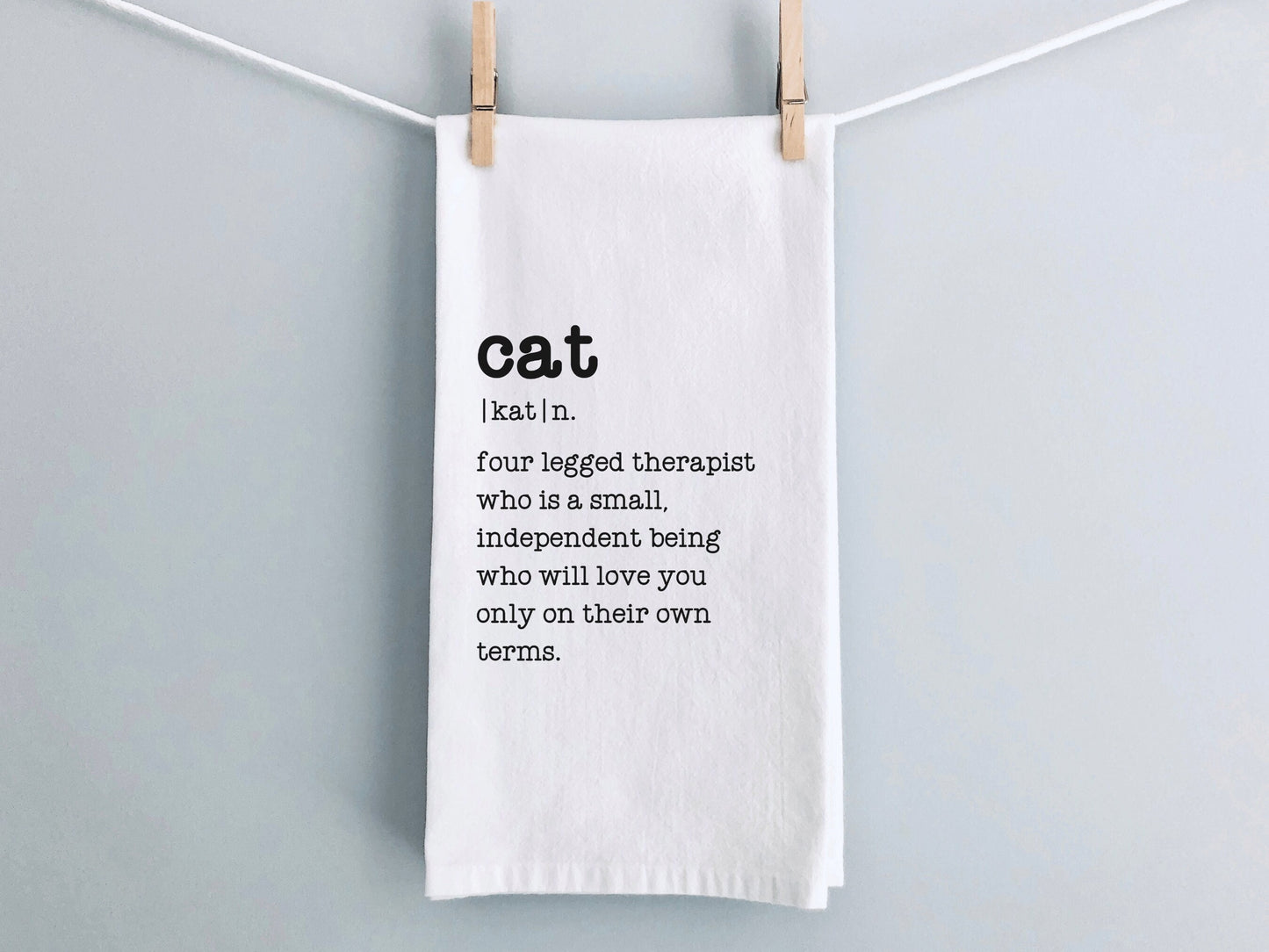 Funny Kitchen Towel, Cat Definition Towel, Flour Sack Towel, Gift for Cat Lover, Cat Mom Gift, Valentine Cat Decor, Cat Therapy