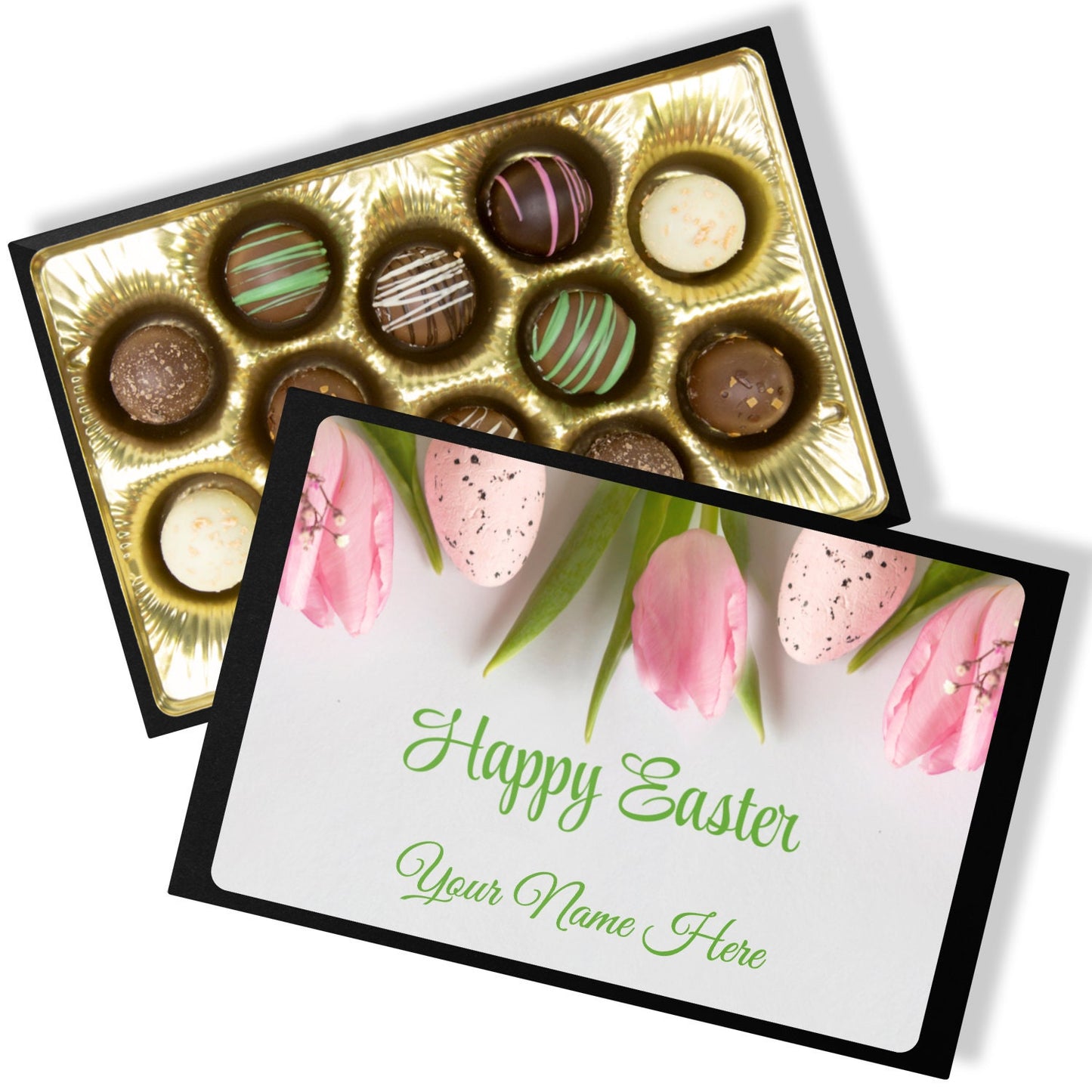 Easter Tulip Design Chocolate Truffles, Easter Basket Stuffers,Chocolate Gift Box, Keepsake Tin,Chocolate Box, Artisan Chocolate