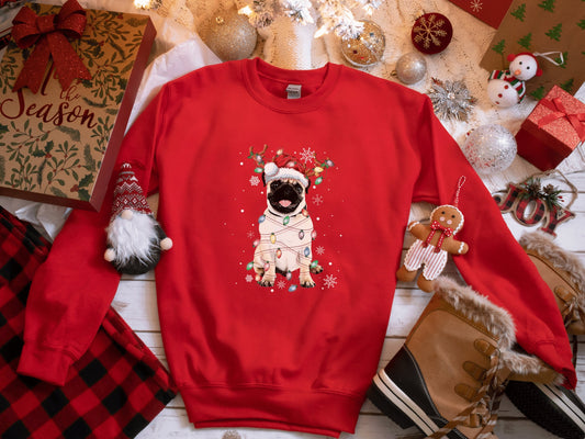 Funny Santa Pug Christmas Sweatshirt, Pug Mama Sweatshirt, Dog Lover Gift, Pug Shirt, Pug Mom Shirt, Pug Mama Gift, Pug Santa