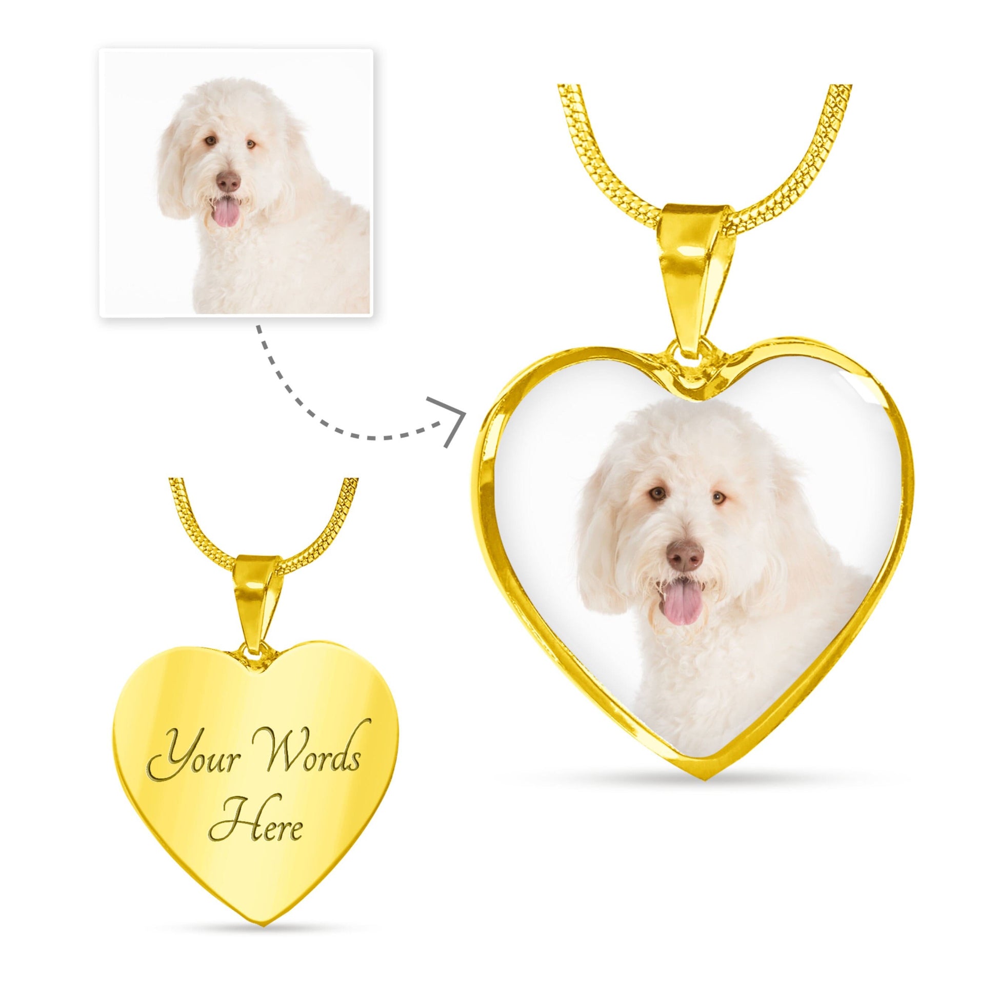 Dog Mom Necklace, Pet Photo Necklace Personalized, Custom Gift for Pet Lover, Dog Lover Gift, Dog Mom Gift, Custom Pet Necklace - Mardonyx Jewelry Luxury Necklace (18k Yellow Gold Finish)