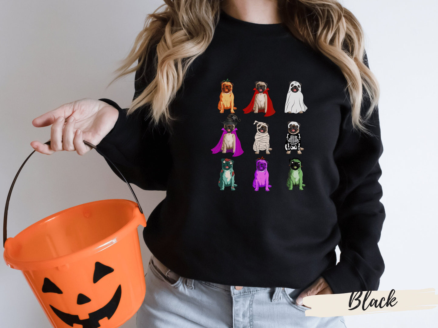 Pug Halloween Sweatshirt, Pug Costume Sweatshirt,Pug, Pug Sweatshirt, Halloween Spooky Costume, Halloween Dog Shirt, Pug Dog Pumpkin Shirt