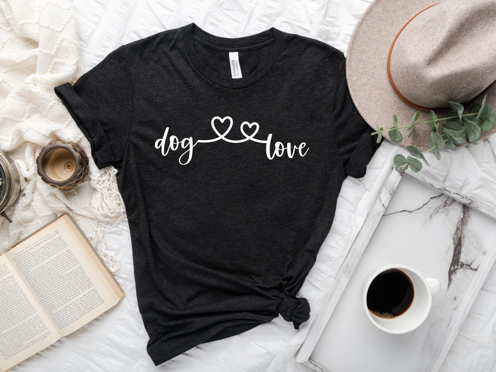 Dog Mom Tshirt, Dog Love Heart Shirt, Dog Mom Gift, Dog Mom Tee, Dog TShirt for Women - Mardonyx T-Shirt Athletic Heather / S