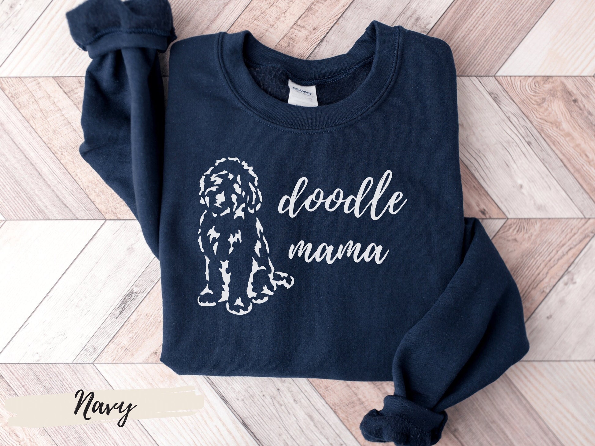 Doodle Mama Sweatshirt, Funny Sweatshirt, Graphic Sweatshirt, Gift for Her, Goldendoodle, Labradoodle, Dog Mom, Doodle Sweatshirt - Mardonyx Sweatshirt Indigo Blue / Unisex - Small