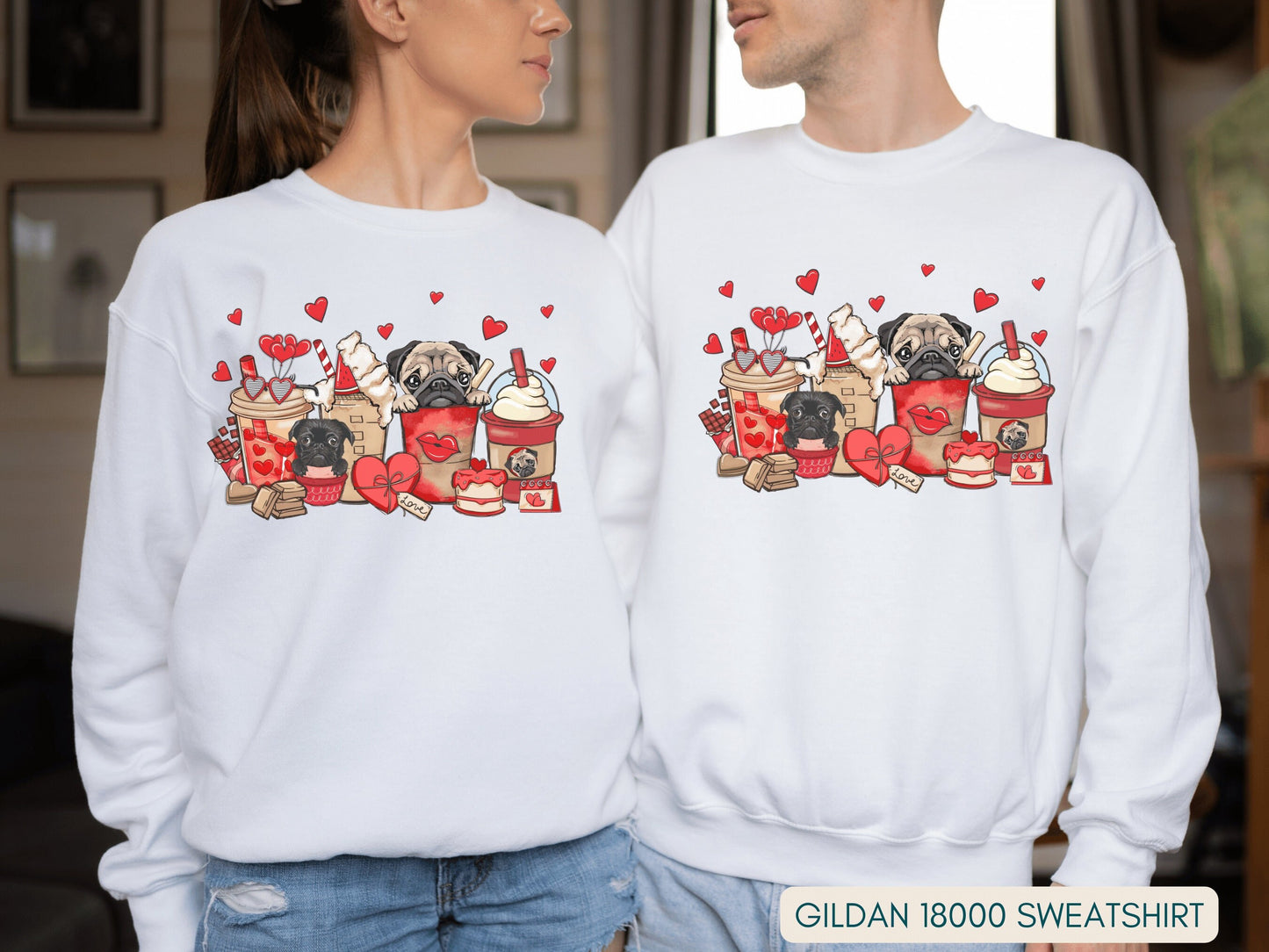 Pug Valentine Shirt, Pug Lover Gift for Valentine's Day, Black Pug