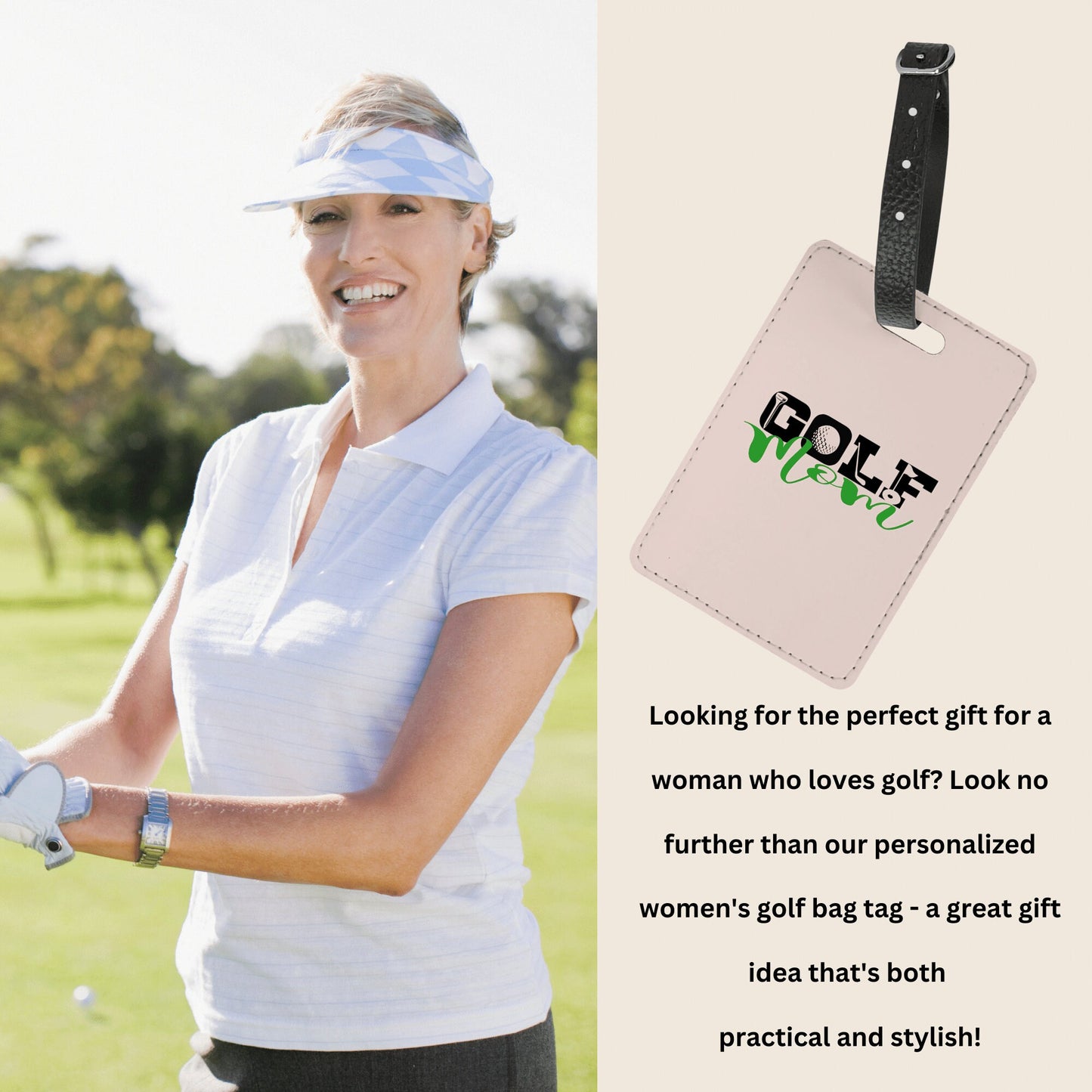 Personalized Women's Golf Bag Tag | Custom Golf Bag Identification for Golf Mom or Golf Grandma | Golf Gifts for Women | Gift for Mom