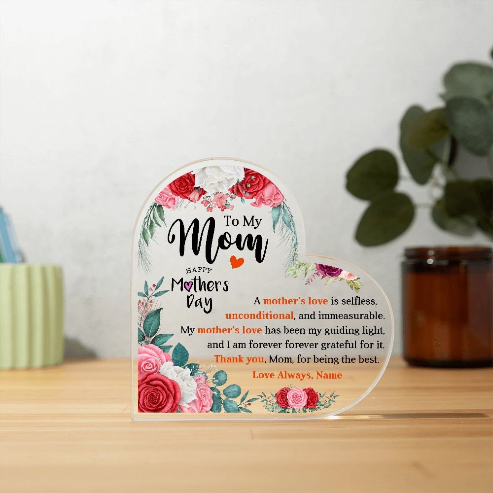 Personalized Mother's Day Acrylic Plaque Gift for Mom Mothers Day Gift From Daughter Mothers Day Card Keepsake Gift Ideas