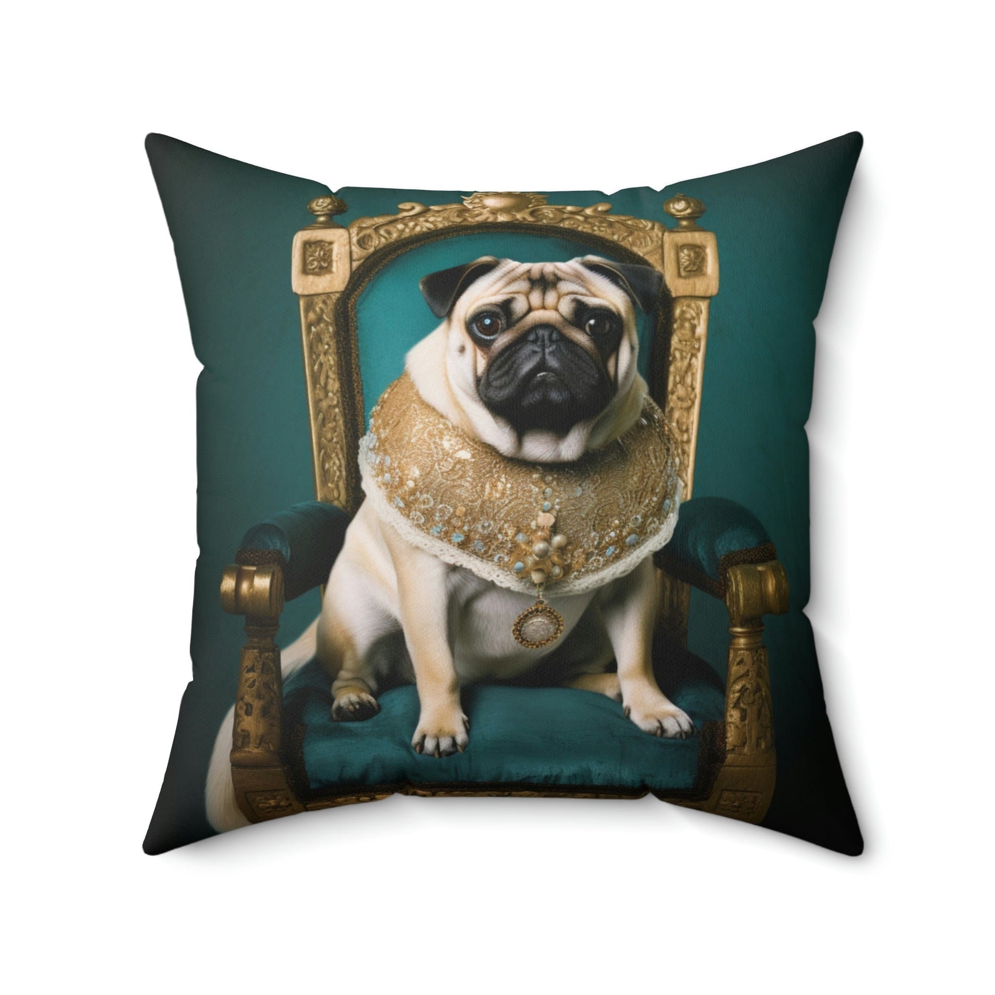Funny Royal Pug Toss Pillow