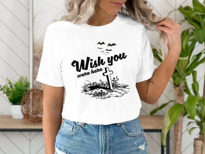 Funny Halloween Wish You Were Here Graveyard T-Shirt - Mardonyx T-Shirt